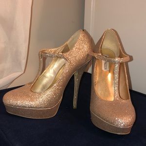 Super glittery gold heels